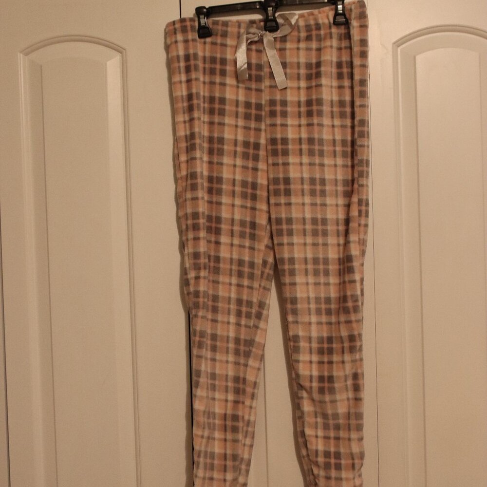 YMI Sleepwear Pink/Grey/White Plaid Lounge Sleep Pants Soft and Cozy